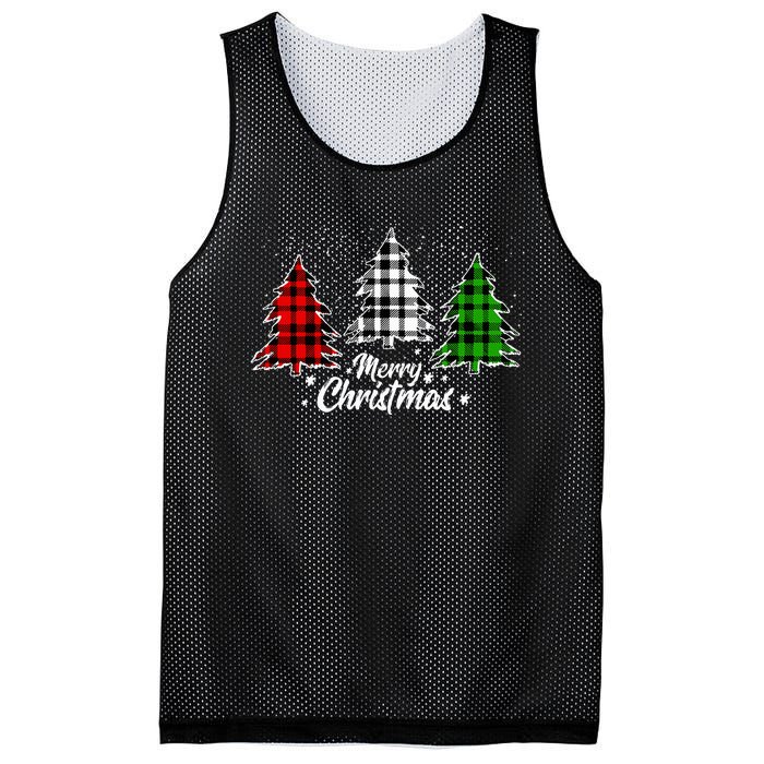 Merry Christmas Tree Xmas Buffalo Plaid Red White Green Mesh Reversible Basketball Jersey Tank