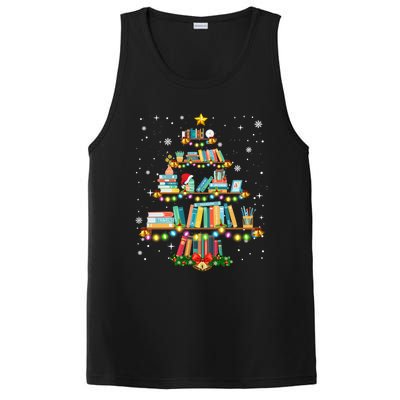 Merry Christmas Tree Gift Love Reading Books Librarian Nerd Funny Gift PosiCharge Competitor Tank