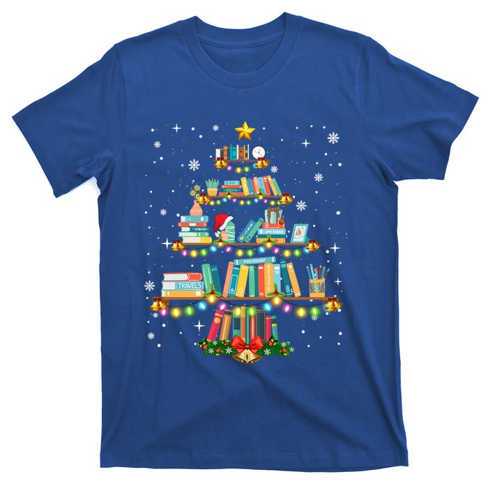 Merry Christmas Tree Gift Love Reading Books Librarian Nerd Funny Gift T-Shirt