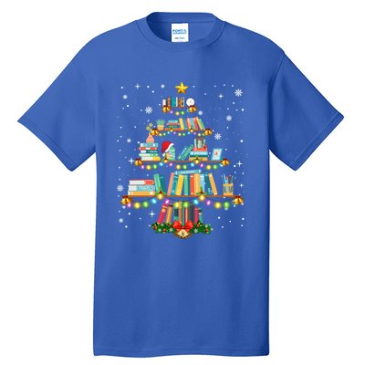 Merry Christmas Tree Gift Love Reading Books Librarian Nerd Funny Gift Tall T-Shirt