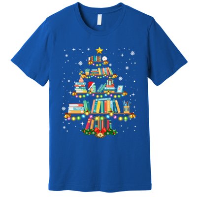 Merry Christmas Tree Gift Love Reading Books Librarian Nerd Funny Gift Premium T-Shirt