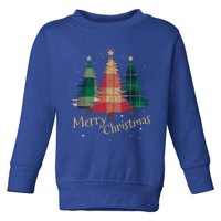 Merry Christmas Trees With Red Green Plaid Gift Family Xmas Funny Gift Toddler Sweatshirt