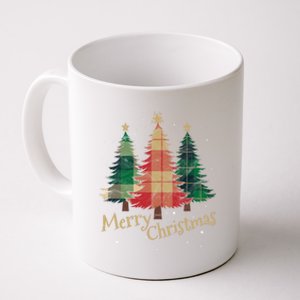 Merry Christmas Trees With Red Green Plaid Gift Family Xmas Funny Gift Coffee Mug