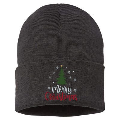 Merry Christmas Tree Christmas Sustainable Knit Beanie