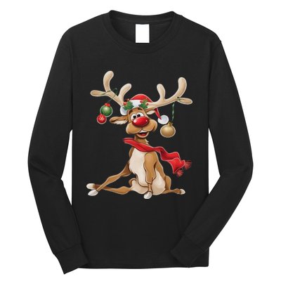 Merry Christmas T Women Gifts For Him Funny Reindeer Long Sleeve Shirt