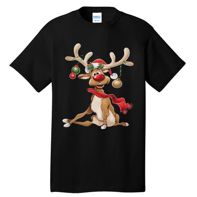 Merry Christmas T Women Gifts For Him Funny Reindeer Tall T-Shirt