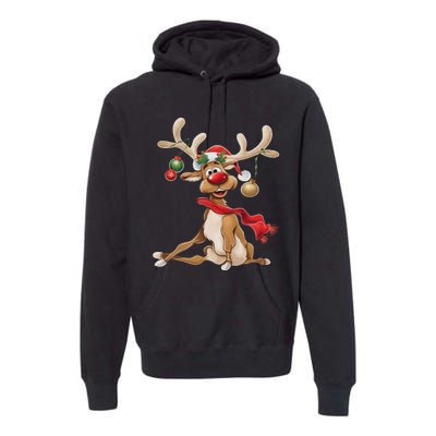 Merry Christmas T Women Gifts For Him Funny Reindeer Premium Hoodie