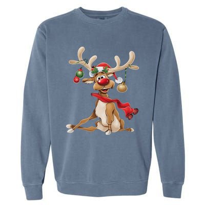 Merry Christmas T Women Gifts For Him Funny Reindeer Garment-Dyed Sweatshirt