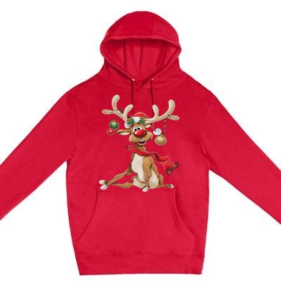 Merry Christmas T Women Gifts For Him Funny Reindeer Premium Pullover Hoodie