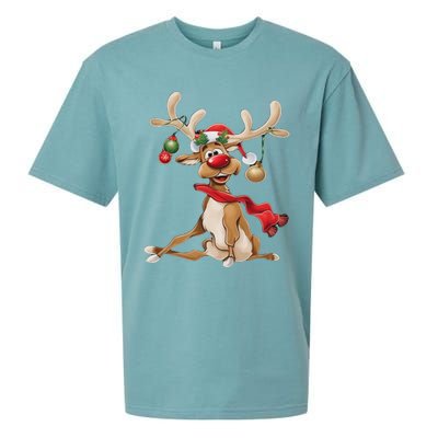 Merry Christmas T Women Gifts For Him Funny Reindeer Sueded Cloud Jersey T-Shirt