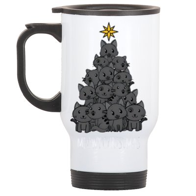 Meowy Christmas Tree Stainless Steel Travel Mug