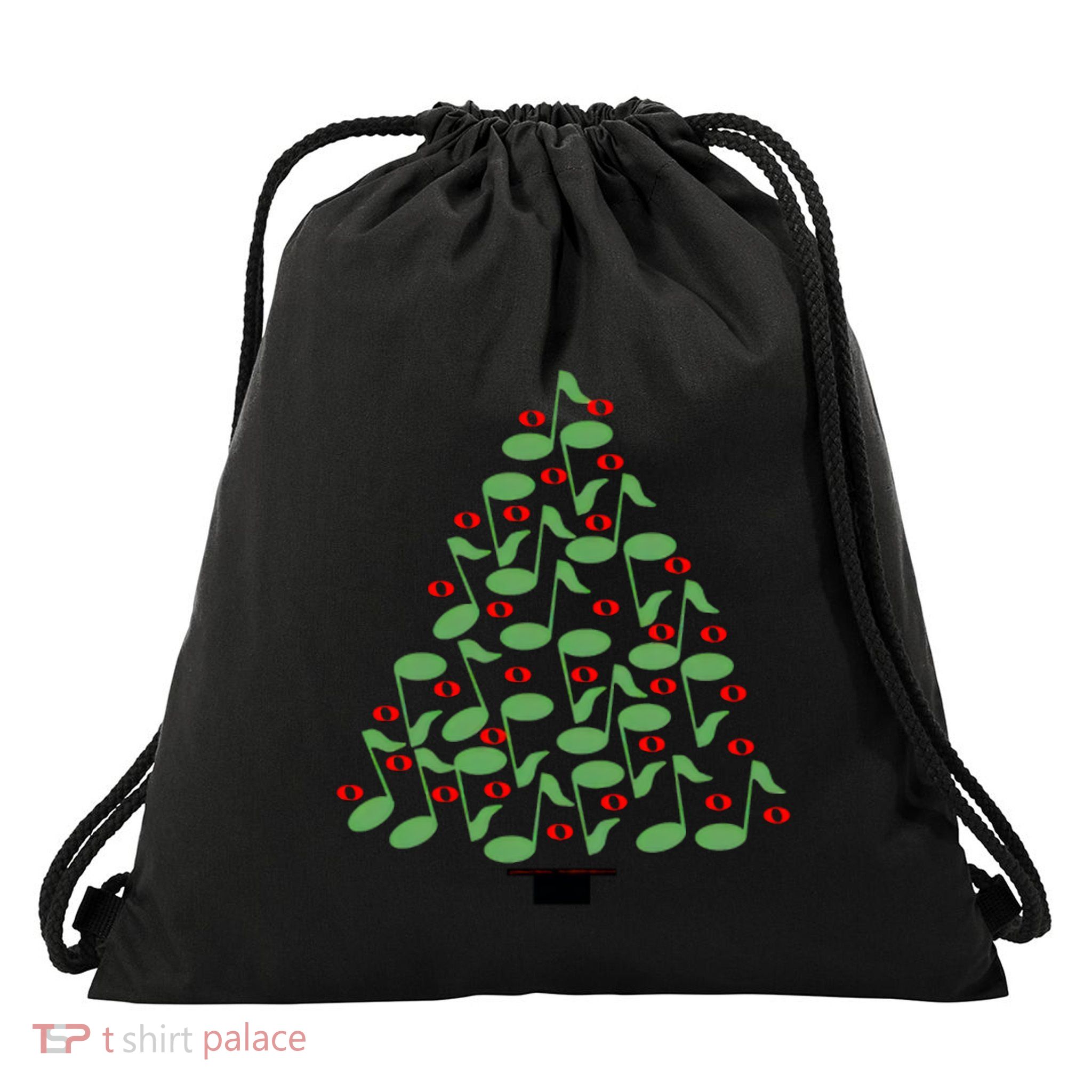 Musical Christmas Tree Drawstring Bag