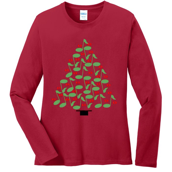 Musical Christmas Tree Ladies Long Sleeve Shirt