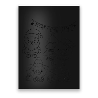 Merry Christmas Tree Pigs Xmas Diy Coloring Poster