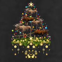 Mooses Christmas Tree Lights Holiday Moose Lover Cute Gift 7 Panel Mesh Trucker Snapback Hat