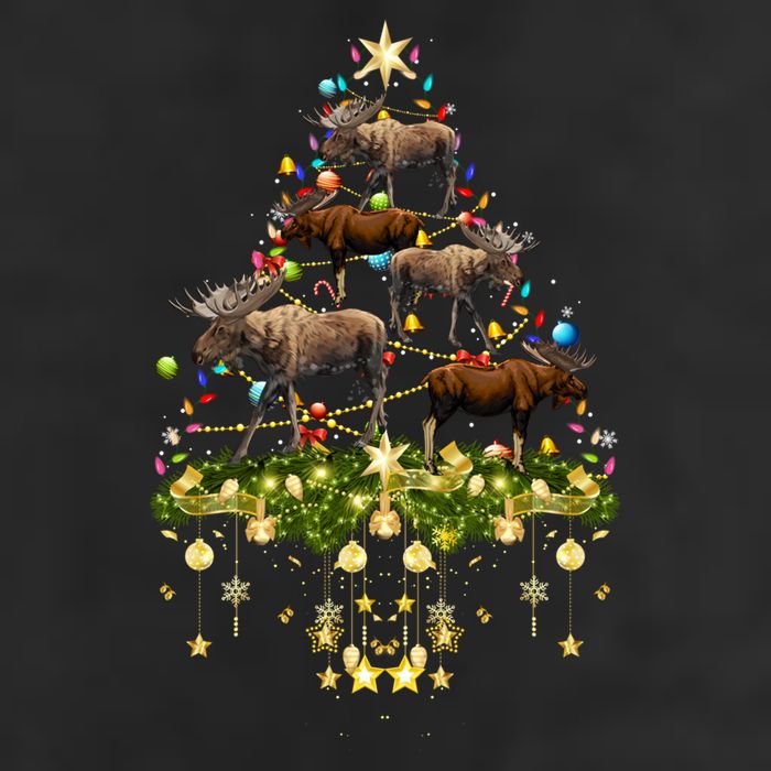 Mooses Christmas Tree Lights Holiday Moose Lover Cute Gift 7 Panel Mesh Trucker Snapback Hat