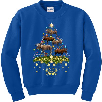 Mooses Christmas Tree Lights Holiday Moose Lover Cute Gift Kids Sweatshirt