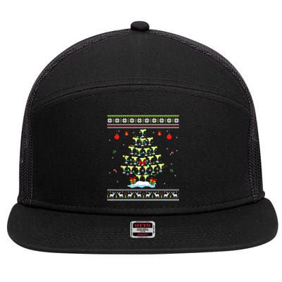 Margarita Christmas Tree Mexican Tequila Cocktail Ugly Cool Gift 7 Panel Mesh Trucker Snapback Hat