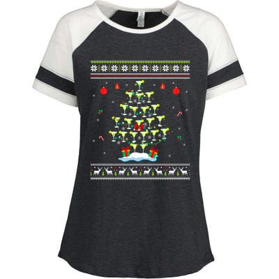 Margarita Christmas Tree Mexican Tequila Cocktail Ugly Cool Gift Enza Ladies Jersey Colorblock Tee