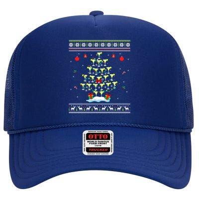 Margarita Christmas Tree Mexican Tequila Cocktail Ugly Cool Gift High Crown Mesh Back Trucker Hat