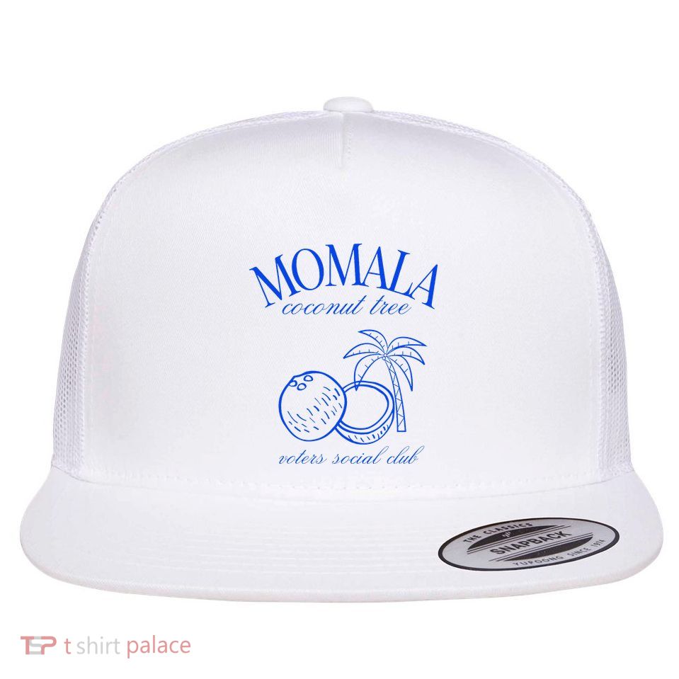 Momala Coconut Tree Voters Social Club Flat Bill Trucker Hat