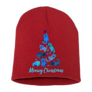 Meowy Christmas Tree Short Acrylic Beanie