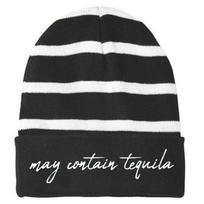 May Contain Tequila Striped Beanie with Solid Band