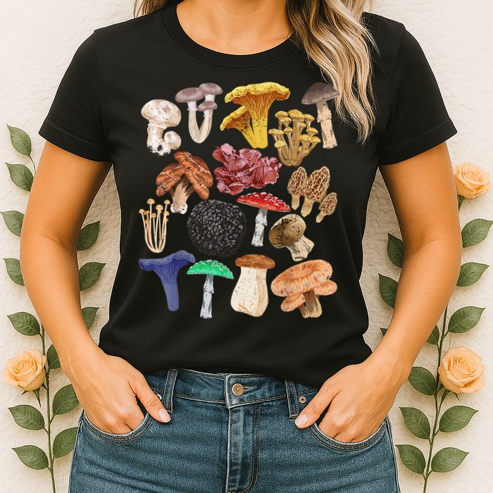 Mushroom Classification Types Mycology For Shroom Hunter Womens T-Shirt