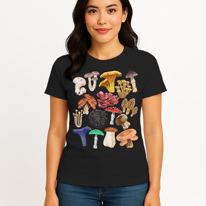 Mushroom Classification Types Mycology For Shroom Hunter Womens T-Shirt