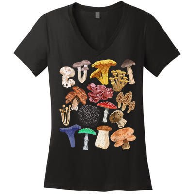 Mushroom Classification Types Mycology For Shroom Hunter Women's V-Neck T-Shirt