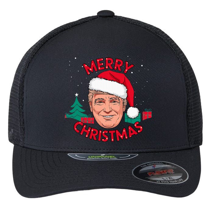 Merry Christmas Trump Humorous Christmas Flexfit Unipanel Trucker Cap