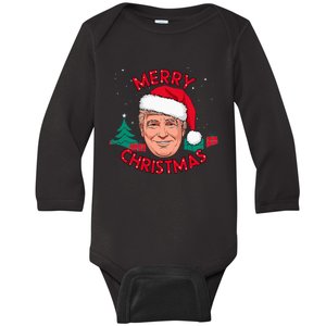 Merry Christmas Trump Humorous Christmas Baby Long Sleeve Bodysuit