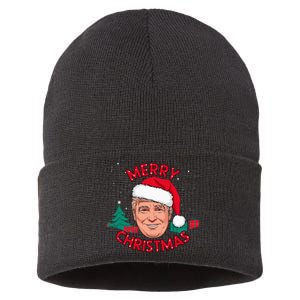 Merry Christmas Trump Humorous Christmas Sustainable Knit Beanie