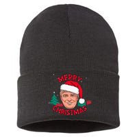 Merry Christmas Trump Humorous Christmas Sustainable Knit Beanie