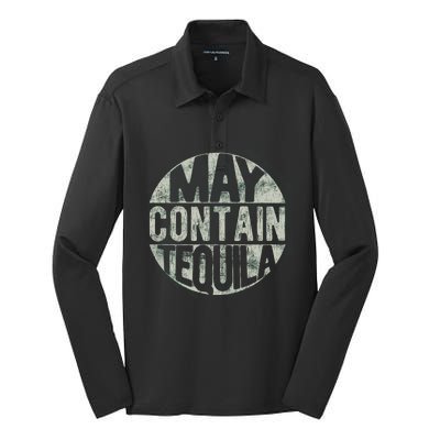 May Contain Tequila Silk Touch Performance Long Sleeve Polo