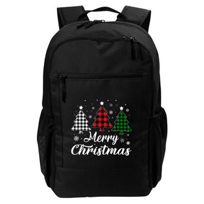 Merry Christmas Tree Xmas Buffalo Plaid Red White Green  Backpack