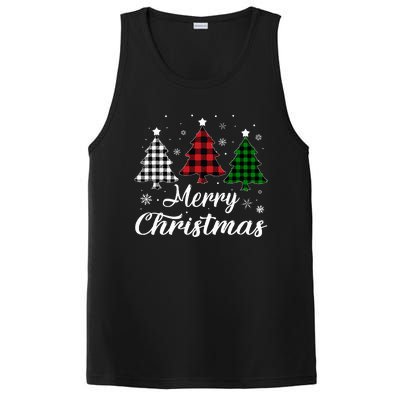 Merry Christmas Tree Xmas Buffalo Plaid Red White Green  PosiCharge Competitor Tank