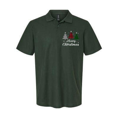 Merry Christmas Tree Xmas Buffalo Plaid Red White Green  Softstyle Adult Sport Polo