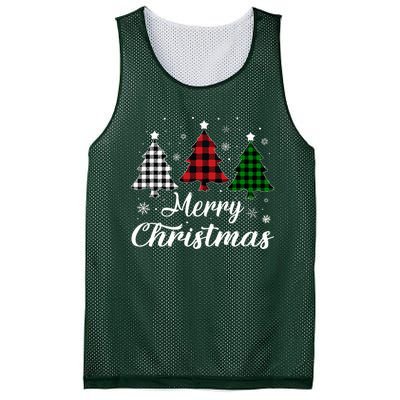 Merry Christmas Tree Xmas Buffalo Plaid Red White Green  Mesh Reversible Basketball Jersey Tank