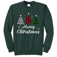 Merry Christmas Tree Xmas Buffalo Plaid Red White Green  Tall Sweatshirt