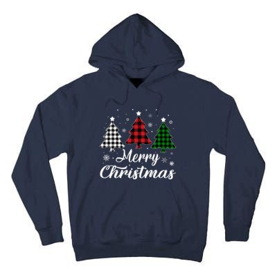 Merry Christmas Tree Xmas Buffalo Plaid Red White Green  Tall Hoodie