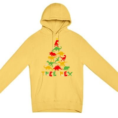 Merry Christmas Tree Rex Dinosaur Snowing Xmas Day Funny Gift Cool Gift Premium Pullover Hoodie