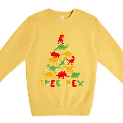 Merry Christmas Tree Rex Dinosaur Snowing Xmas Day Funny Gift Cool Gift Premium Crewneck Sweatshirt