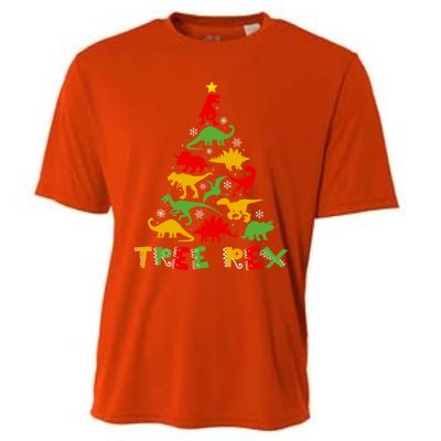 Merry Christmas Tree Rex Dinosaur Snowing Xmas Day Funny Gift Cool Gift Cooling Performance Crew T-Shirt