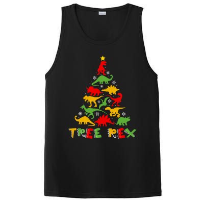 Merry Christmas Tree Rex Dinosaur Snowing Xmas Day Funny Gift Cool Gift PosiCharge Competitor Tank