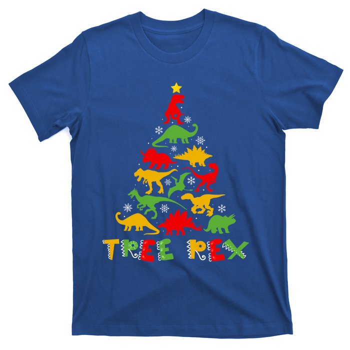 Merry Christmas Tree Rex Dinosaur Snowing Xmas Day Funny Gift Cool Gift T-Shirt