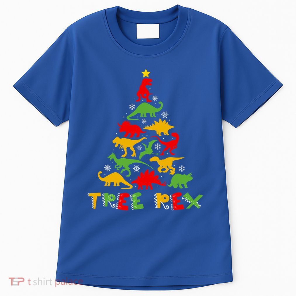 Merry Christmas Tree Rex Dinosaur Snowing Xmas Day Funny Gift Cool Gift Tall T-Shirt