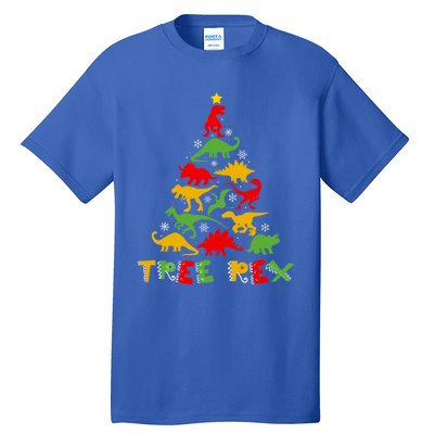 Merry Christmas Tree Rex Dinosaur Snowing Xmas Day Funny Gift Cool Gift Tall T-Shirt