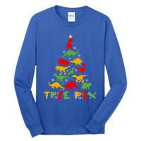 Merry Christmas Tree Rex Dinosaur Snowing Xmas Day Funny Gift Cool Gift Tall Long Sleeve T-Shirt