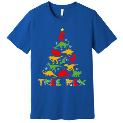 Merry Christmas Tree Rex Dinosaur Snowing Xmas Day Funny Gift Cool Gift Premium T-Shirt